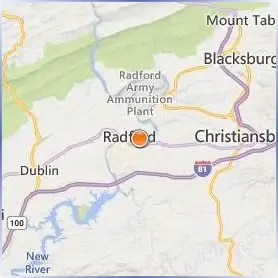 Radford University Location Map Radford University Location Map